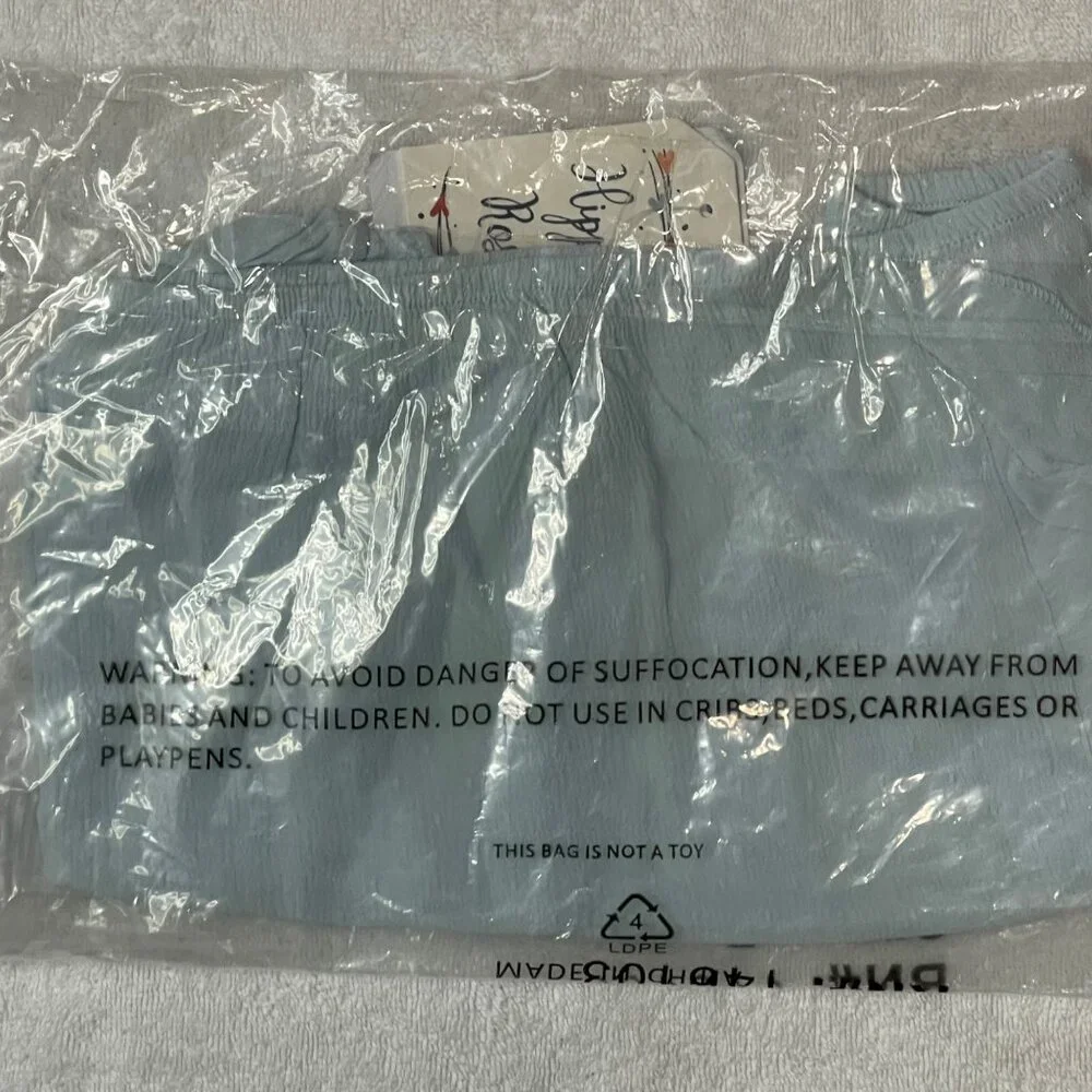 Hippie Rose Juniors' Ruffled Top - Blue Wave, Size L, New - Picture 5 of 6